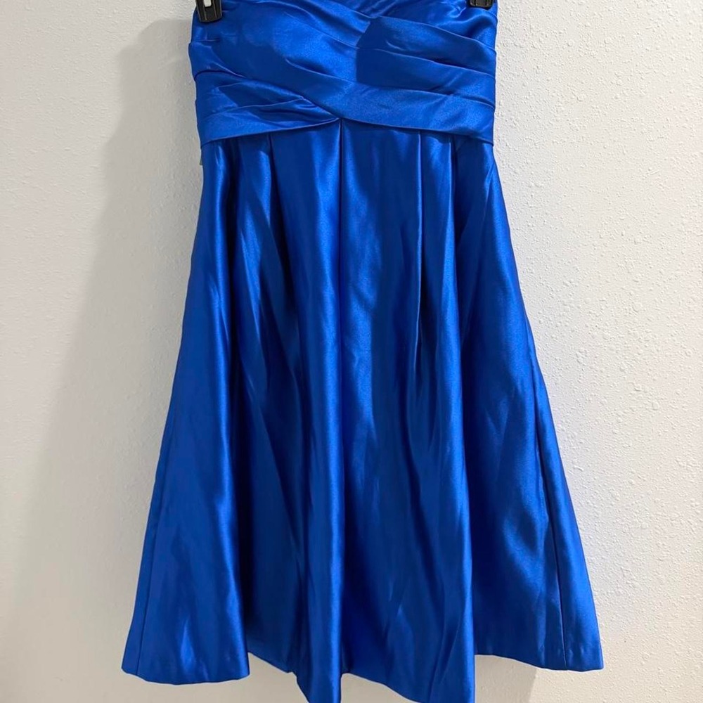 Blue strapless midi dress with bow detail. Milano NWT Size: M